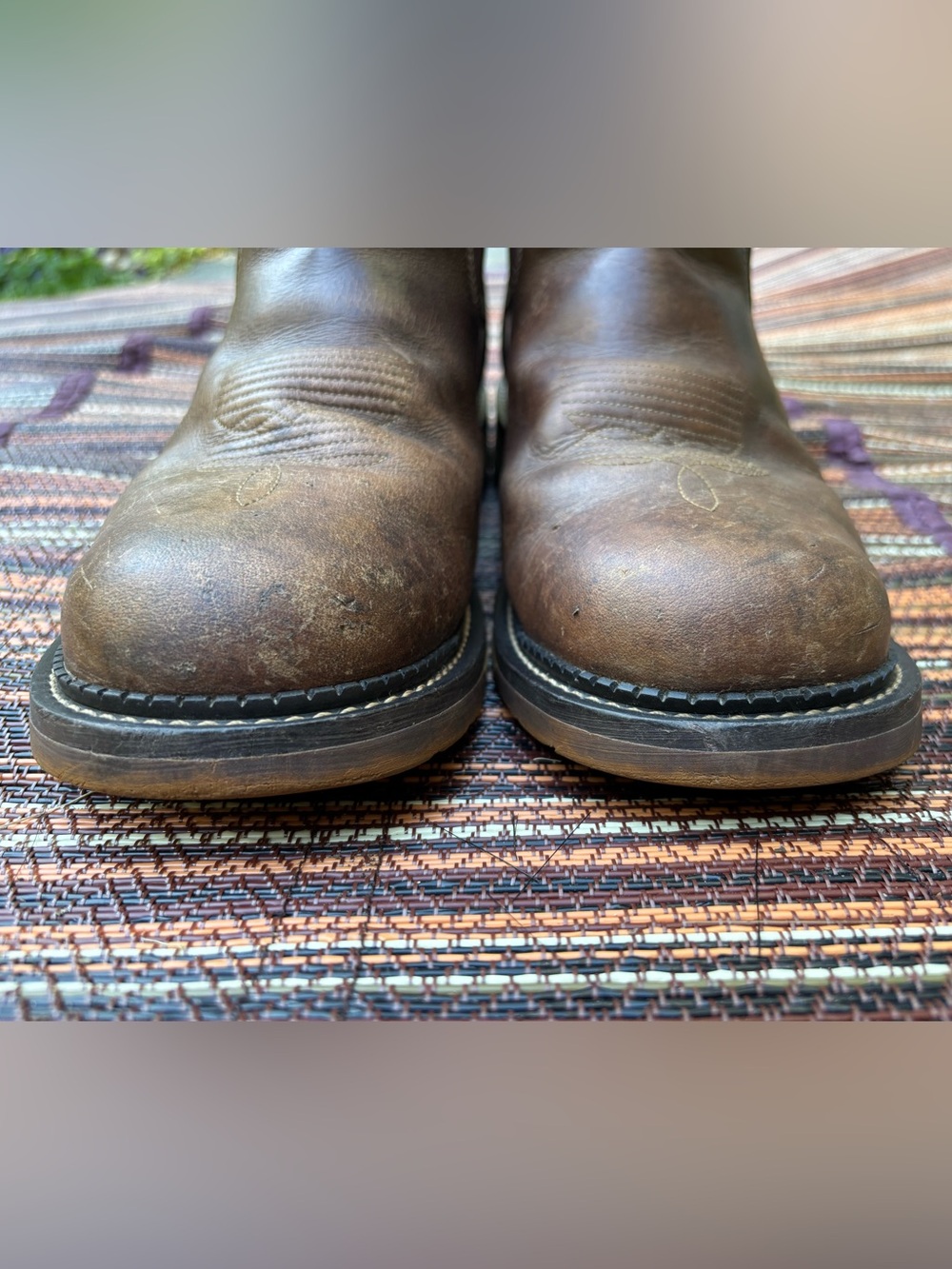 Justin Boots Brown Slip-On Western Work Boots - Picture 4 of 11